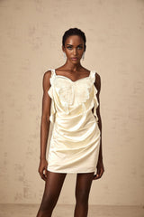 Dallas Mini Dress – Satin Finish – Sleeveless – Butterfly Appliqué