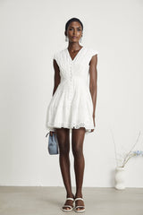Dallas Mini Dress - V - neck - Sleeveless - Cut - out Design - A - line Embellished