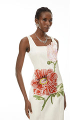 Damaris White Flora Embroidered Maxi Dress