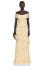 Damla Butter Asymmetrical Tiered Maxi Dress