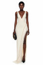 Damla Cream Asymmetrical Maxi Dress with Fringe