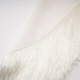 Damla Cream Asymmetrical Maxi Dress with Fringe