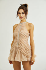 Dana embellished ruched mini dress