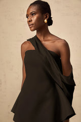 Danaé ribbondesign flared mini dress in Black