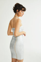 Danica silver bandage mini dress