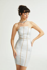 Danica silver bandage mini dress