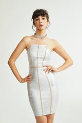 Danica silver bandage mini dress
