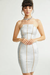 Danica silver bandage mini dress
