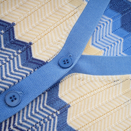 Daniela blue zigzagdesign knit top  skirt matching set