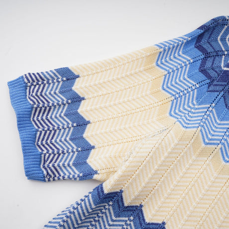Daniela blue zigzagdesign knit top  skirt matching set