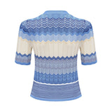 Daniela blue zigzagdesign knit top  skirt matching set