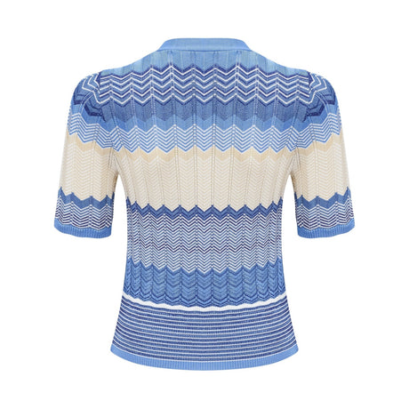 Daniela blue zigzagdesign knit top  skirt matching set