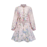 Daniela Mini Dress Light - Pink Floral Print & Belted Waist