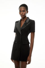 Daniella Black DoubleBreasted Embroidered Blazer Dress