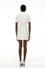 Daniella White DoubleBreasted Embroidered Blazer Dress