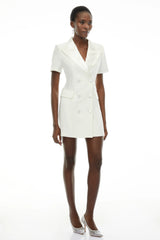 Daniella White DoubleBreasted Embroidered Blazer Dress