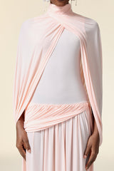 Danielle Pink Elegant Asymmetric Fold Maxi Dress