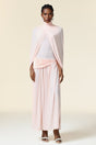 Danielle Pink Maxi Dress Asymmetric Fold Design High Neckline Waist Detailing Elegant Modern Comfortable Evening Formal Statement Piece Beautiful Empowered