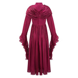 Danuta Burgundy Ruched Pleated Maxi Dress
