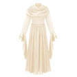 Danuta Neutral Ruched Pleated Maxi Dress