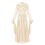 Danuta Neutral Ruched Pleated Maxi Dress