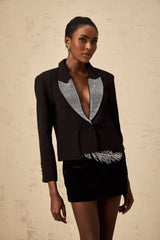 Daphne Blazer - Peak Lapels - Crystal Embellishment - Buttoned Sleeves