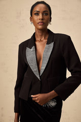 Daphne Blazer - Peak Lapels - Crystal Embellishment - Buttoned Sleeves