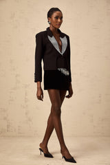 Daphne Blazer - Peak Lapels - Crystal Embellishment - Buttoned Sleeves
