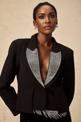 Daphne Blazer - Peak Lapels - Crystal Embellishment - Buttoned Sleeves