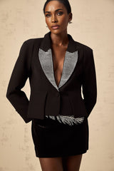 Daphne Blazer - Peak Lapels - Crystal Embellishment - Buttoned Sleeves