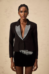 Daphne Blazer - Peak Lapels - Crystal Embellishment - Buttoned Sleeves