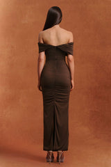 Daphne Brown Twist Bodice Maxi Dress