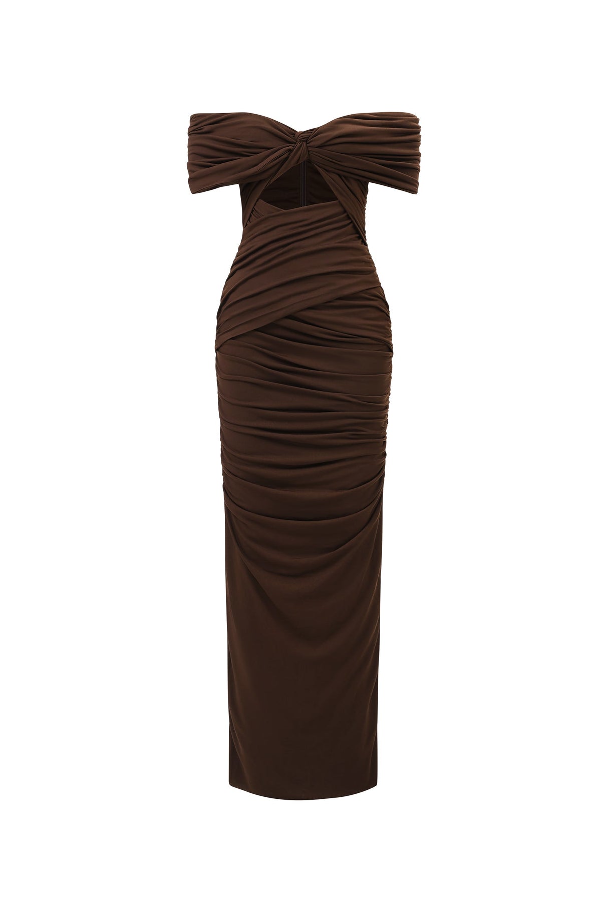 Daphne Brown Twist Bodice Maxi Dress