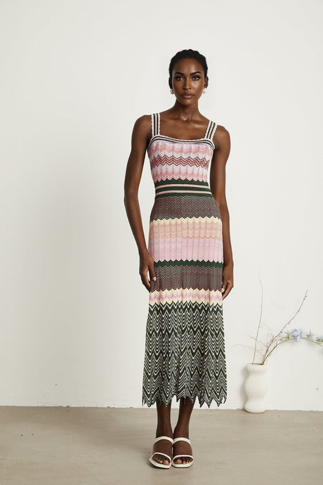 Daphné contrastcolor knitted midi dress