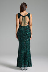 Daphne Green Sequin Formal Dress Slim Fit Elegant Glamour