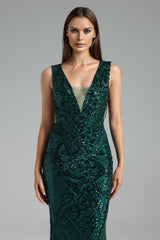 Daphne Green Sequin Formal Dress Slim Fit Evening Gala Wedding Special Occasion