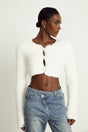 Daphné white fluffyknit cropped cardigan