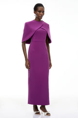 Darcie Purple Beaded Cape Design Maxi Gown