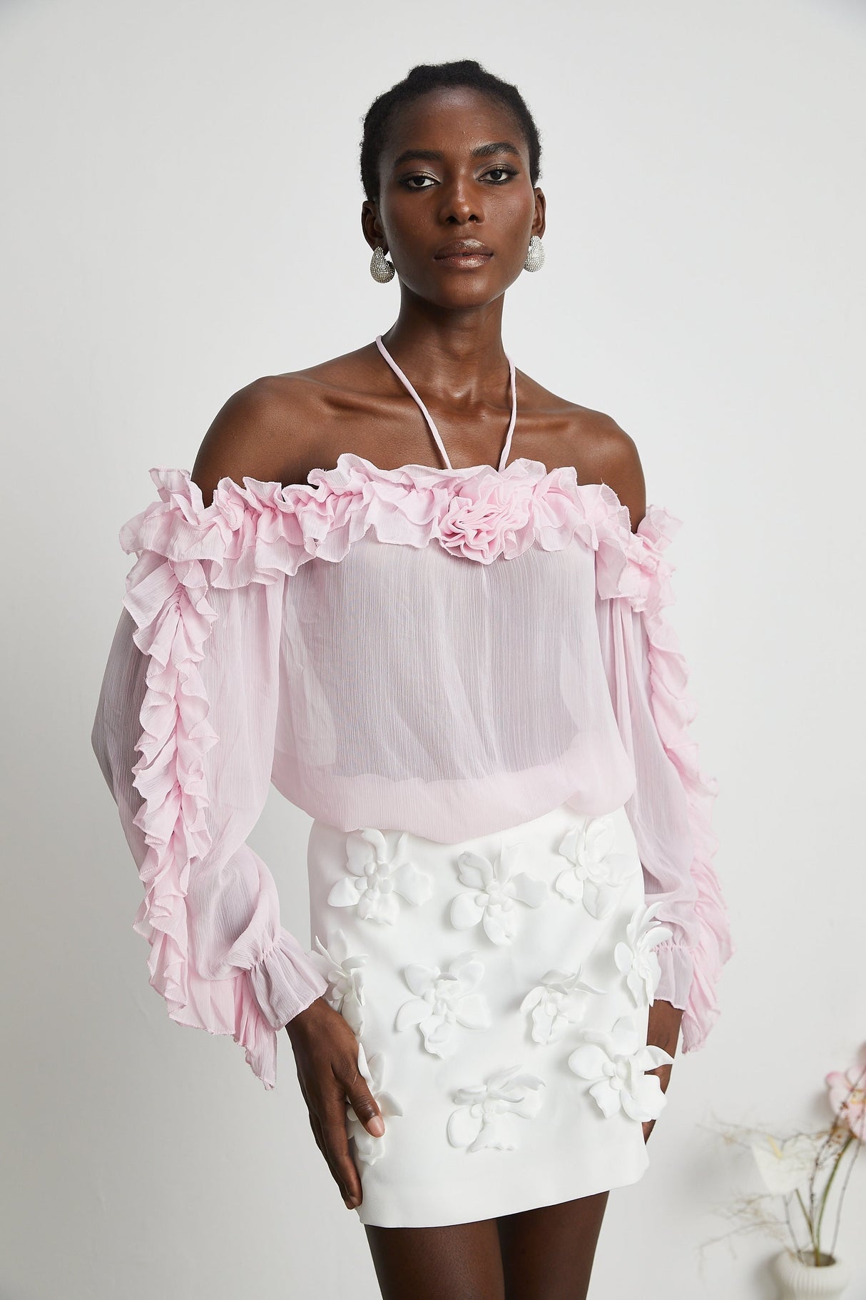 Darcy pink strapless semisheer top