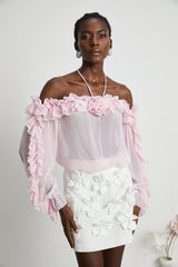 Darcy pink strapless semisheer top