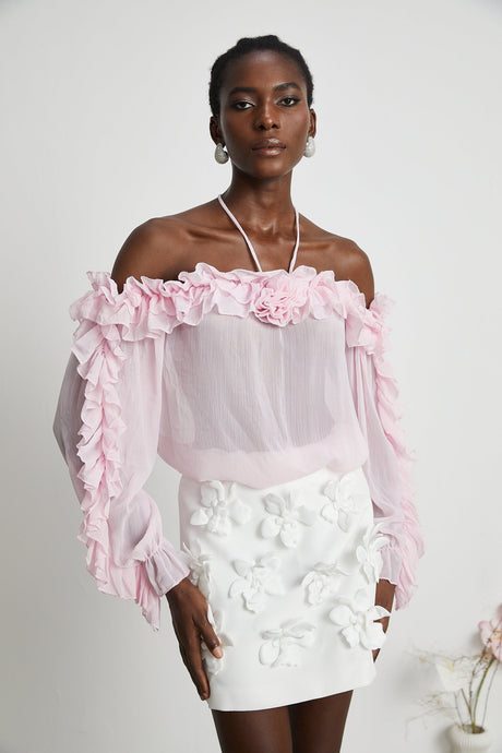 Darcy pink strapless semisheer top