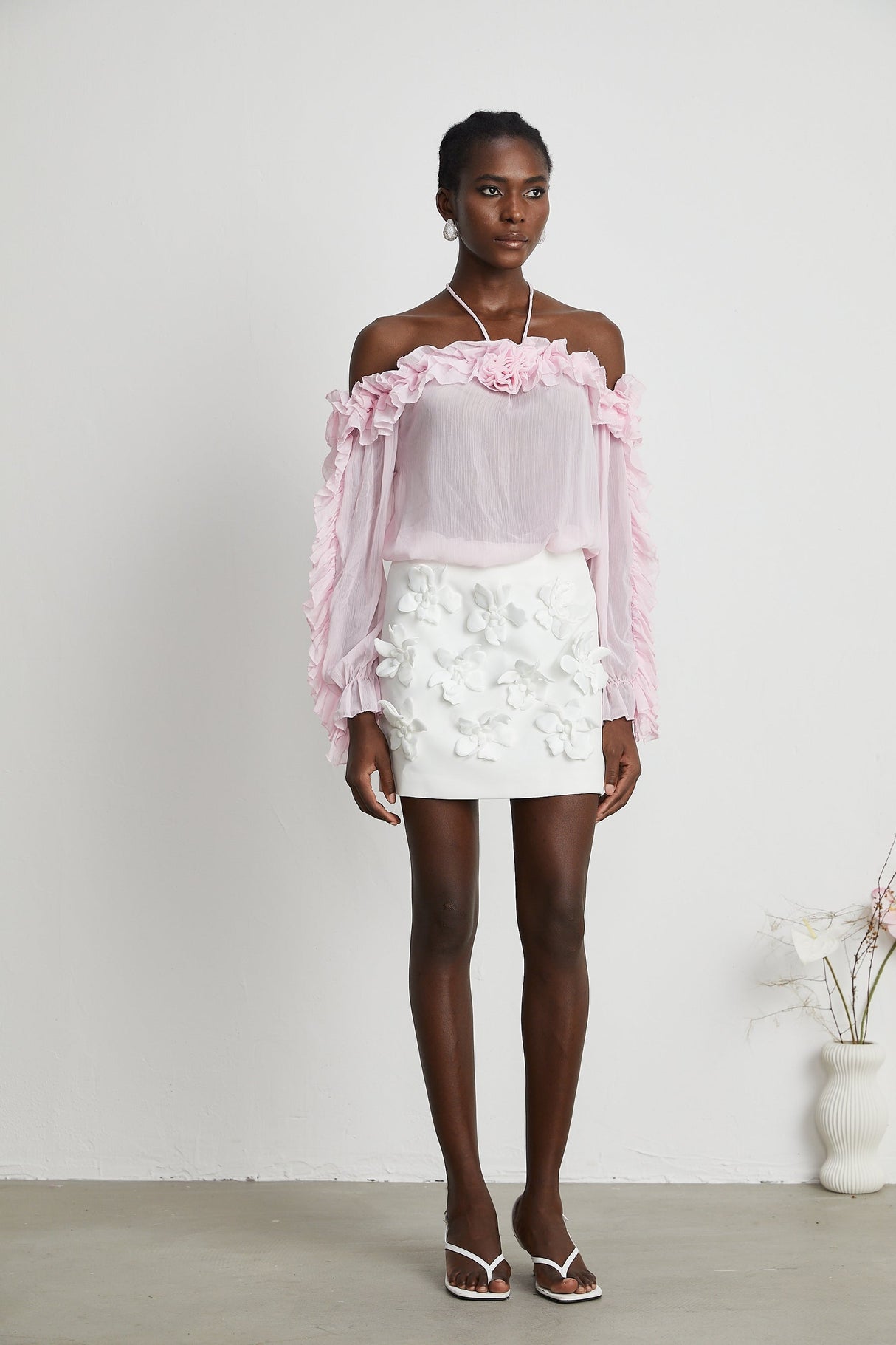 Darcy pink strapless semisheer top