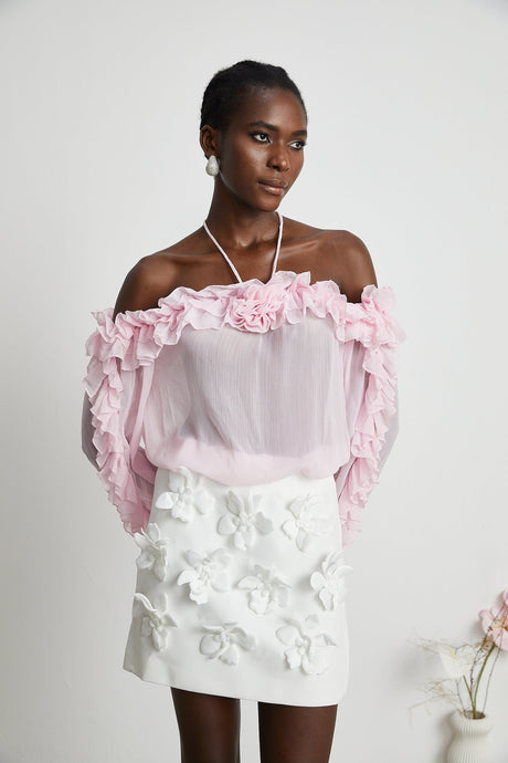 Darcy pink strapless semisheer top
