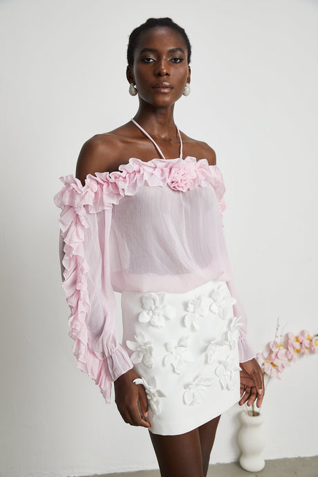 Darcy pink strapless semisheer top