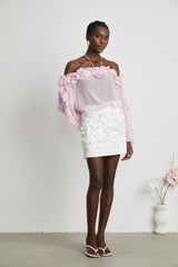 Darcy pink strapless semisheer top