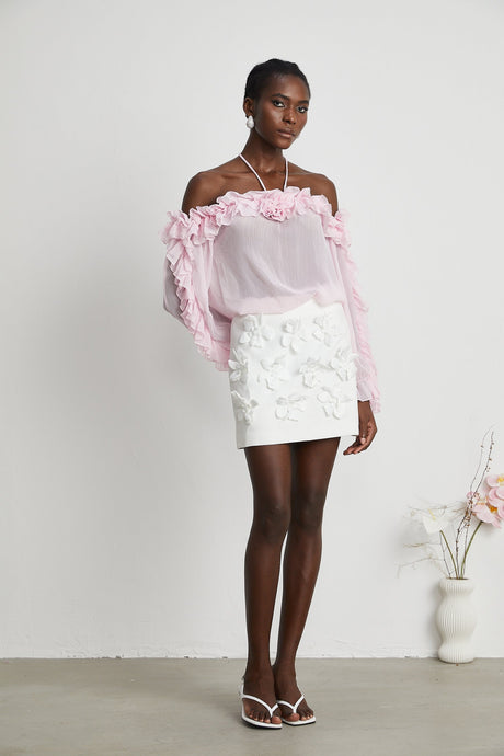 Darcy pink strapless semisheer top