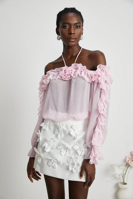 Darcy pink strapless semisheer top
