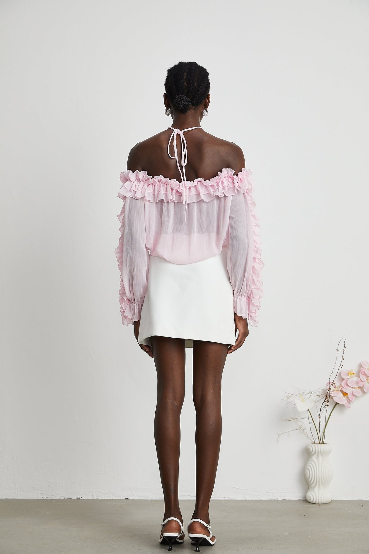 Darcy pink strapless semisheer top