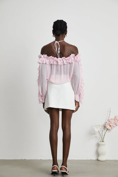 Darcy pink strapless semisheer top