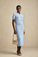 Daria Blouse & Skirt - Stretch Knit - Crew Neck - Short Sleeves - Front Patch Pockets